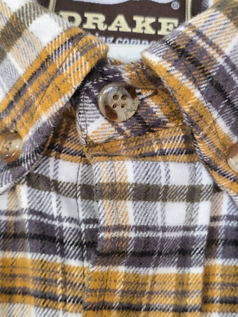 Drake Men's Autumn Brushed Twill Plaid Long Sleeve Flannel Button Shirt Sz Large - Picture 7 of 10